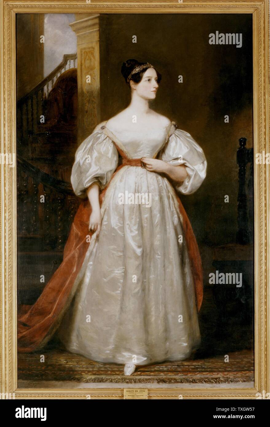 Augusta Ada, Condesa Lovelace (1815-1852) matemático inglés y escritor.  Hija de Byron. Amigo de Charles Babbage. Programa ideado para su motor  analítico retrato por Margaret Carpintero Fotografía de stock - Alamy