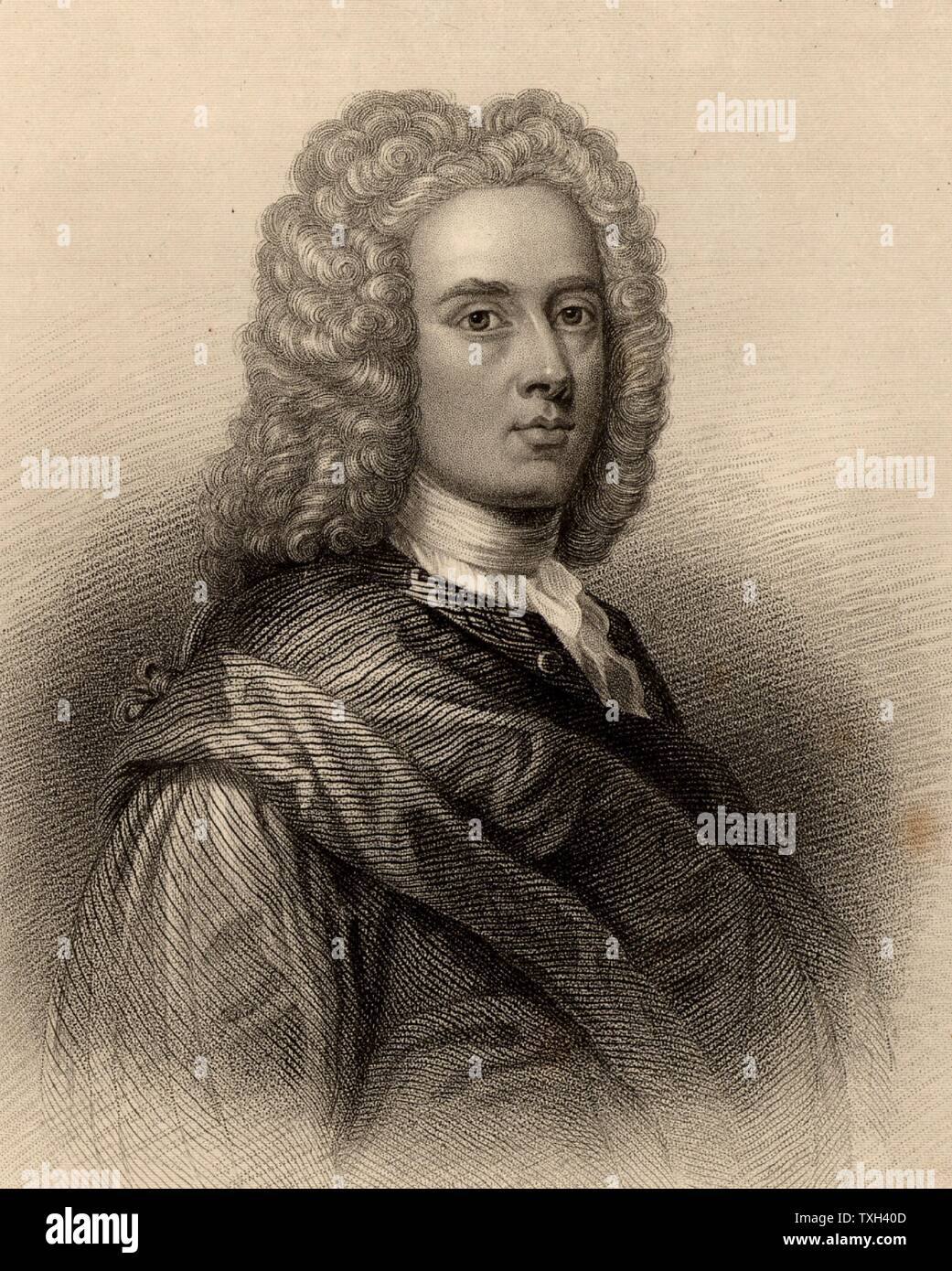 William Aikman (1682-1731) retratista escocés. Grabado de un "Diccionario Biográfico de eminentes Scotsmen' de Thomas Thomson (1870). Foto de stock