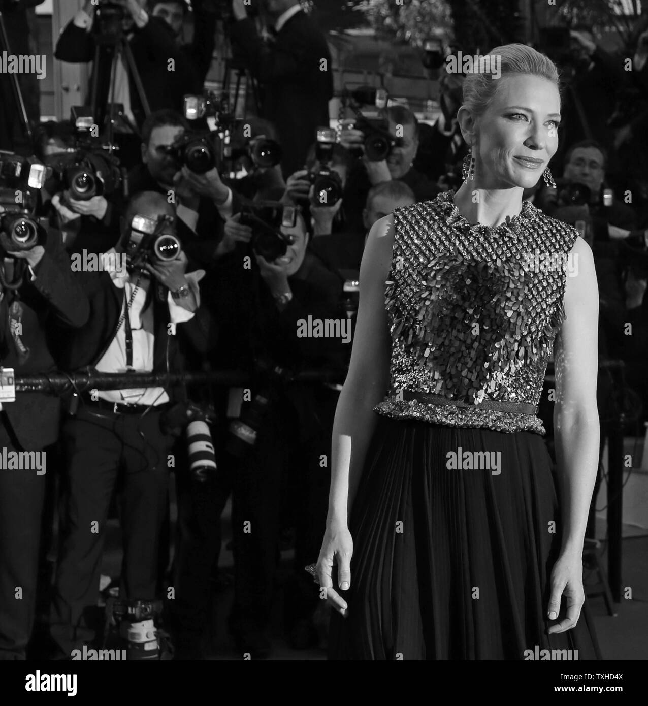 Cate Blanchett llega a la alfombra roja antes de la proyección de la película 'Cómo entrenar a tu dragón 2' durante el 67º Festival Internacional de Cine de Cannes anual en Cannes, Francia, el 16 de mayo de 2014. UPI/David Silpa Foto de stock
