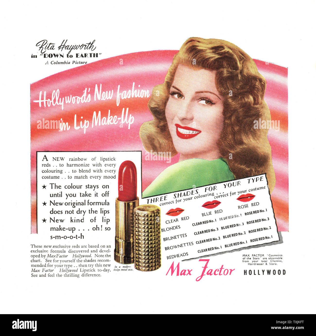 1947 La revista Max Factor anuncio Fotografía de stock - Alamy
