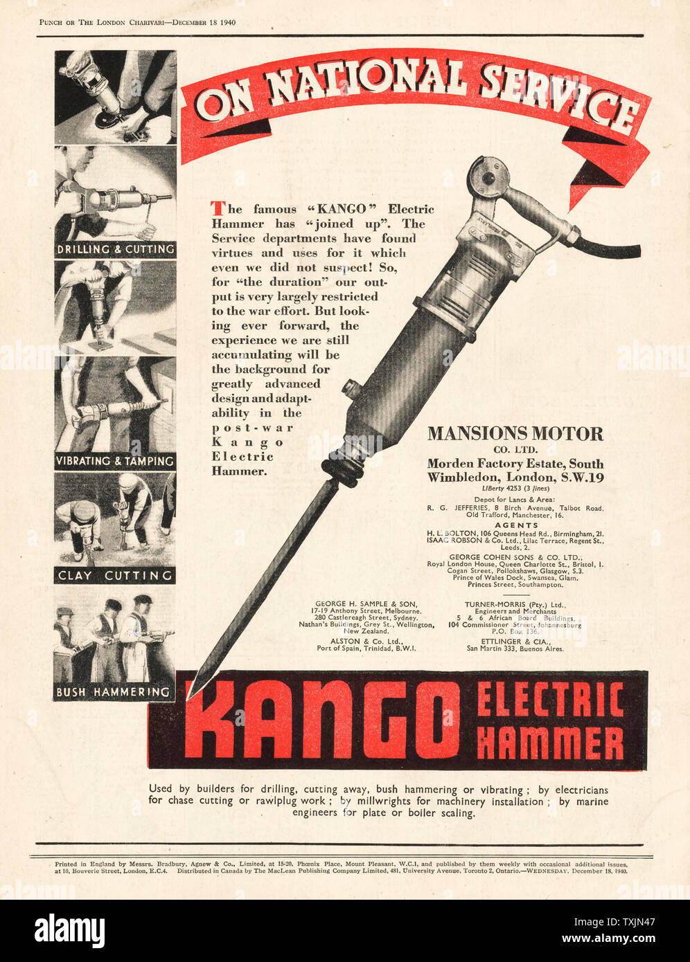 1940 La revista británica Kango martillo eléctrico anuncio Fotografía de  stock - Alamy
