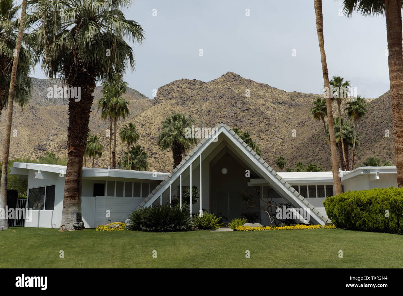 Casa de la Polinesia A-Frame diseño de una casa en Palm Springs, California, Estados Unidos. Foto de stock