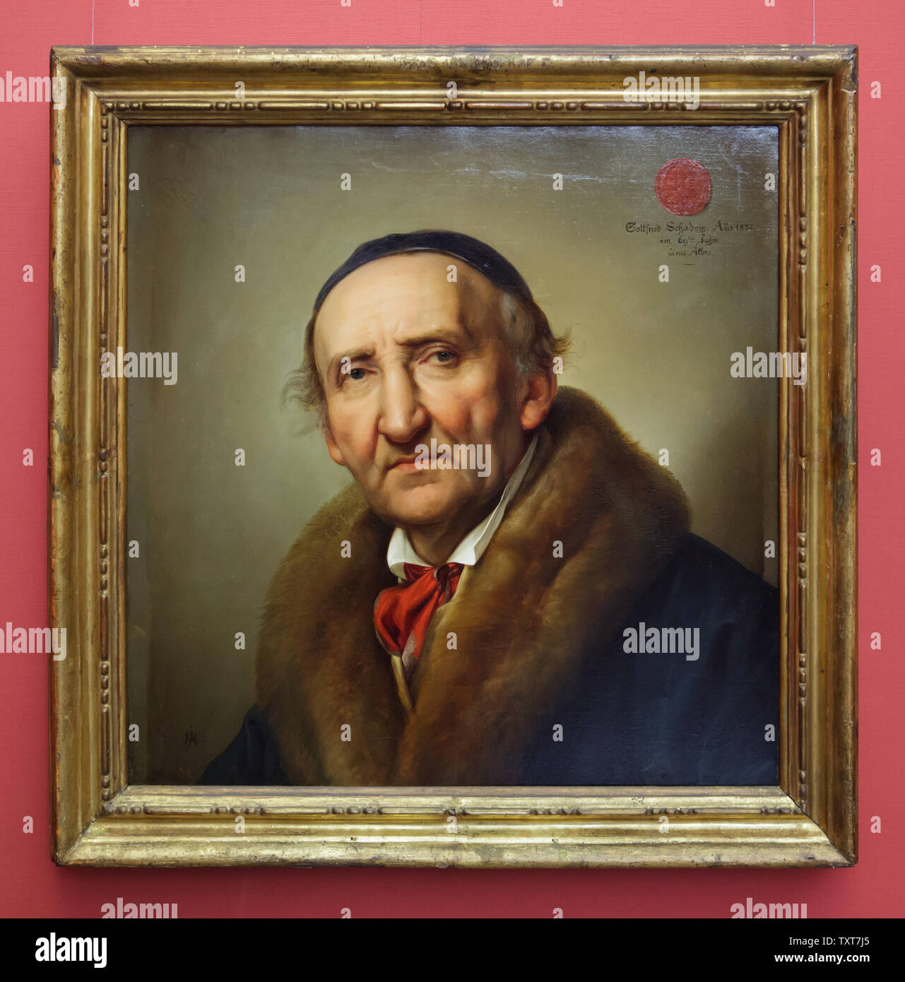 Retrato del escultor alemán Johann Gottfried Schadow por el pintor alemán Julius Hübner (1832) que se muestra en la Alte Nationalgalerie (Antigua Galería Nacional) en Berlín, Alemania. Foto de stock