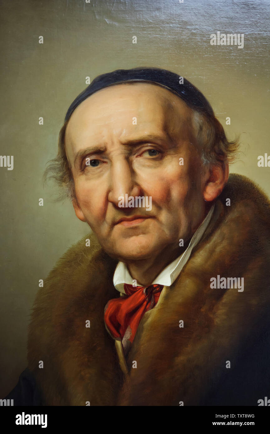 Retrato del escultor alemán Johann Gottfried Schadow por el pintor alemán Julius Hübner (1832) que se muestra en la Alte Nationalgalerie (Antigua Galería Nacional) en Berlín, Alemania. Foto de stock