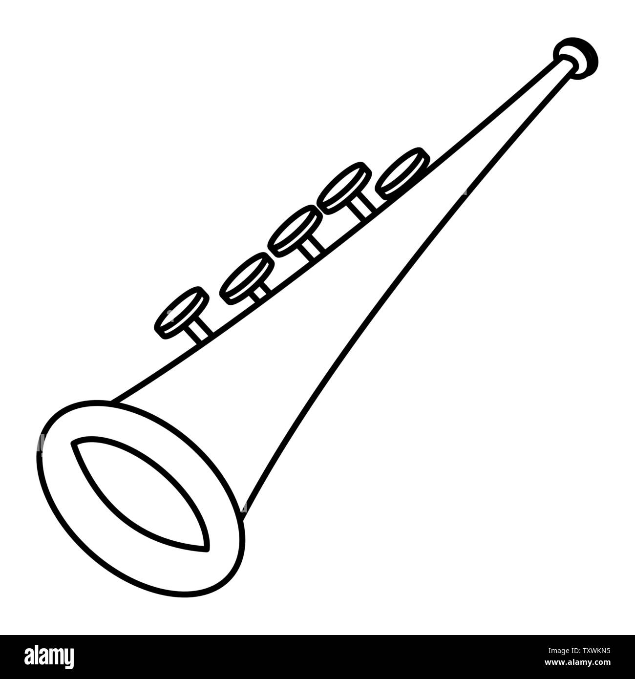 Instrumento de viento, trompeta icono caricatura en blanco y negro Imagen  Vector de stock - Alamy