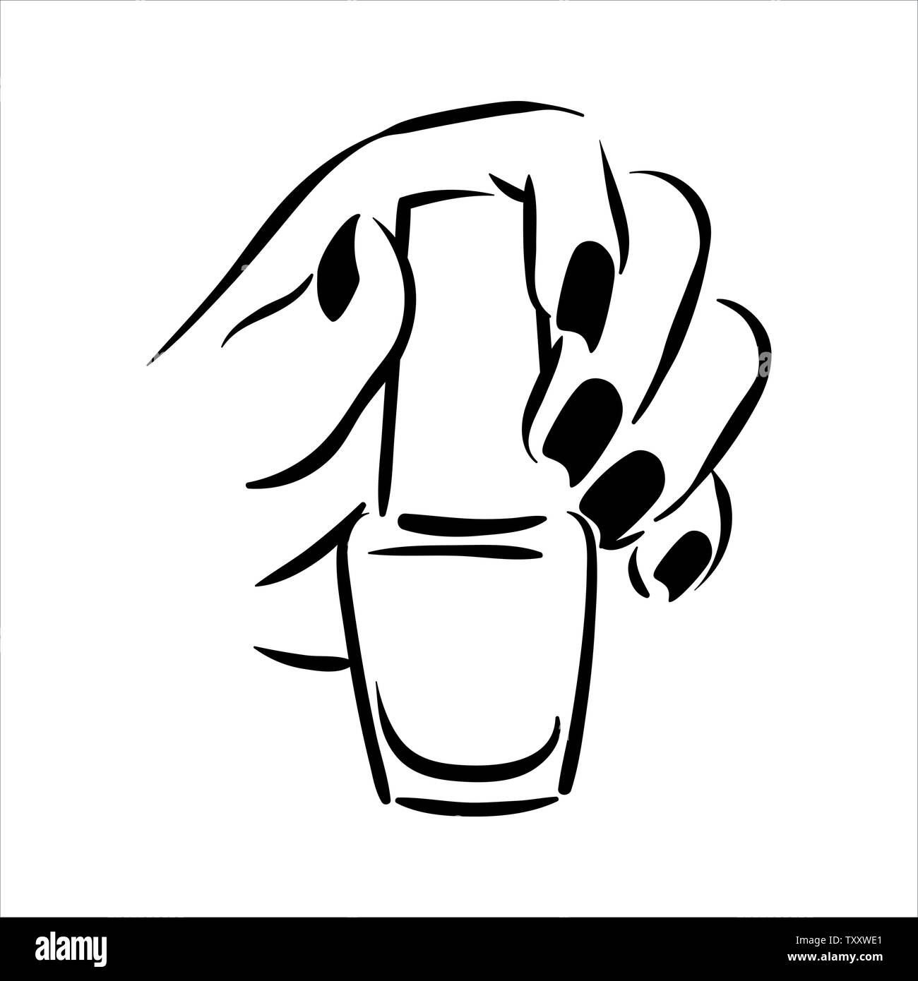 Vector ilustración dibujada a mano de manicura y esmalte de uñas en manos  de mujer Imagen Vector de stock - Alamy