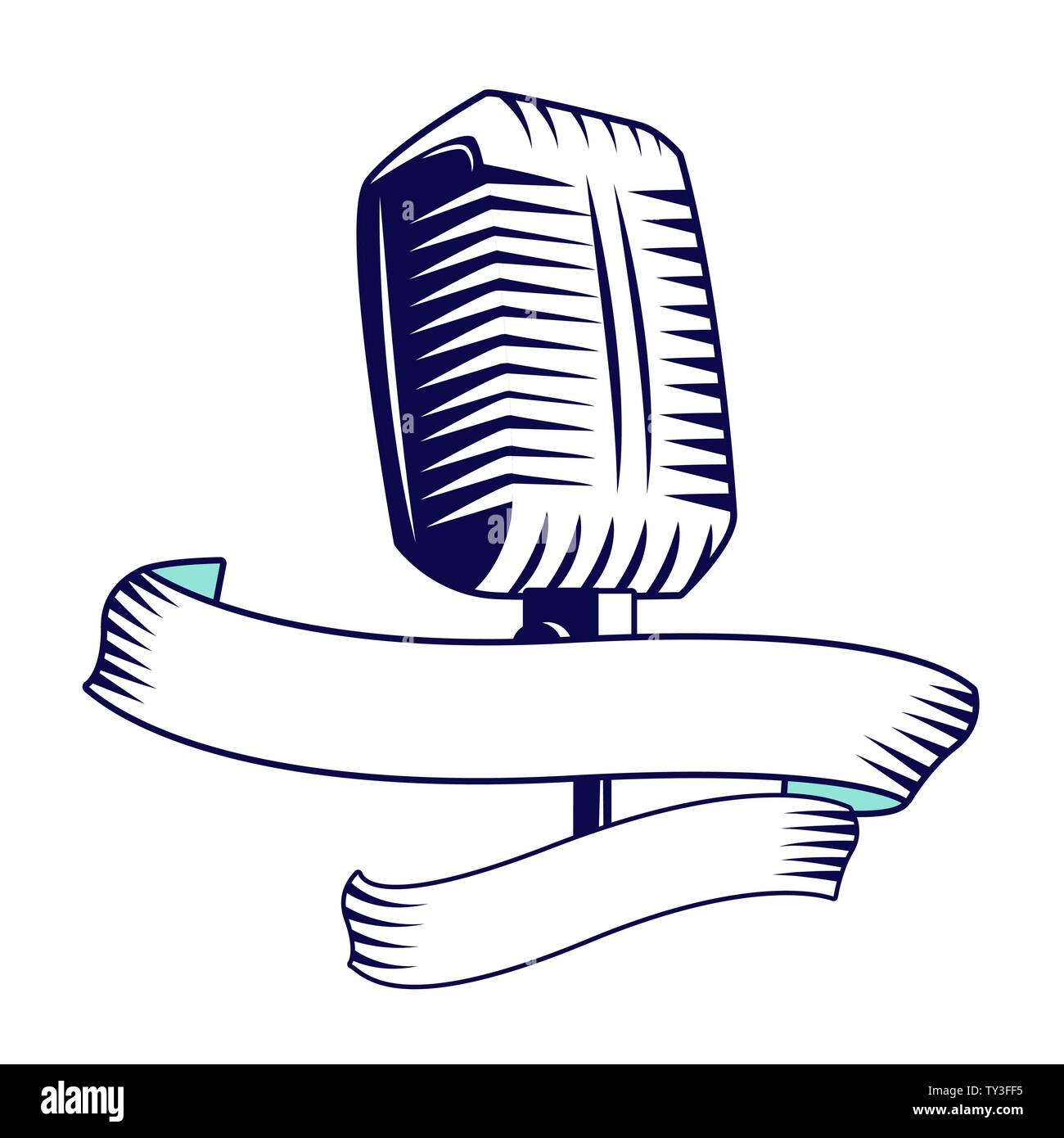 Icono de micrófono antiguo tatuaje dibujado Imagen Vector de stock - Alamy