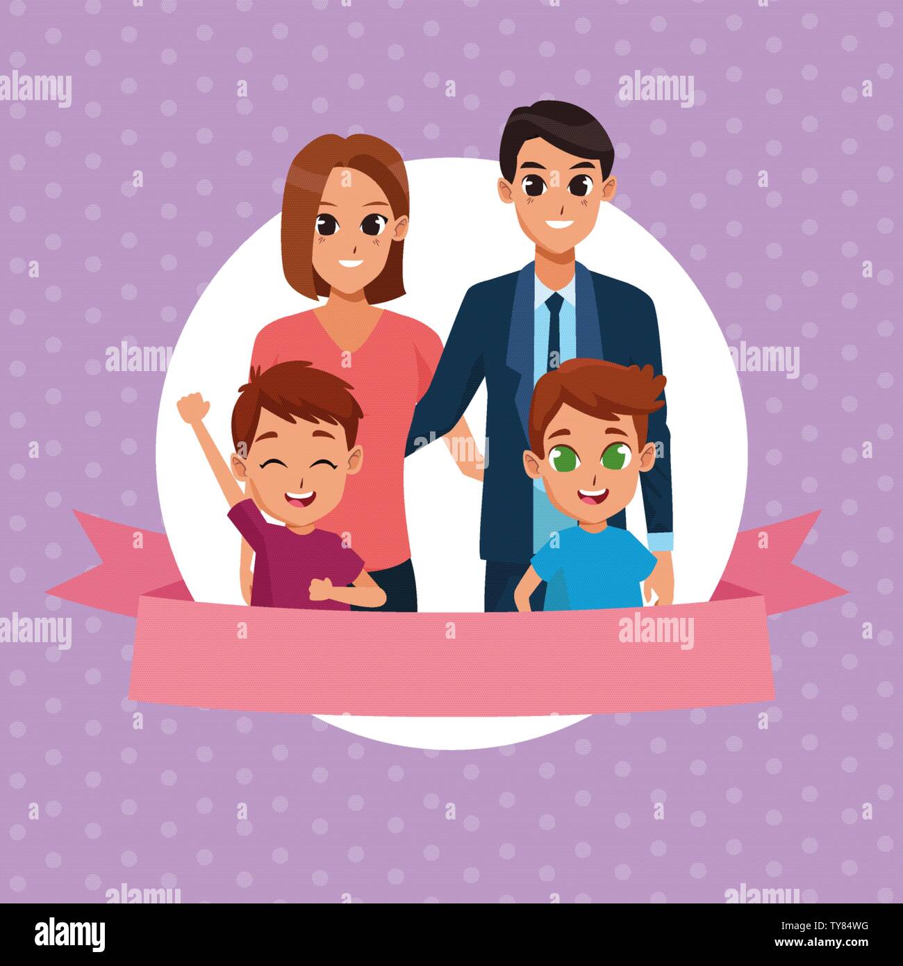 Padres y madres de familia y dibujos animados Imagen Vector de stock - Alamy