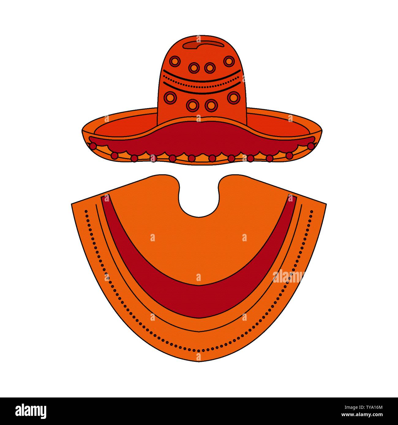 Poncho y sombrero de mariachi mexicano cartoon Imagen Vector de stock -  Alamy