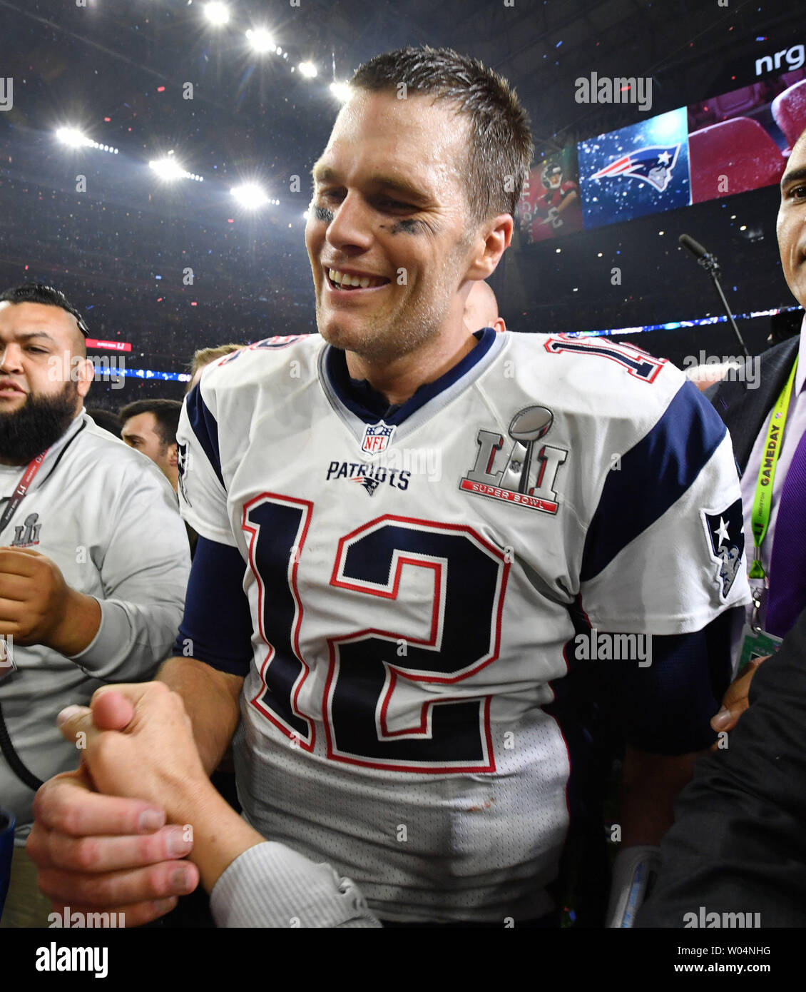 Los New England Patriots quarterback Tom Brady celebra después del Super  Bowl LI en NRG Stadium en Houston el 5 de febrero de 2017. Los Patriotas  derrotaron a los Falcons 34-28 en