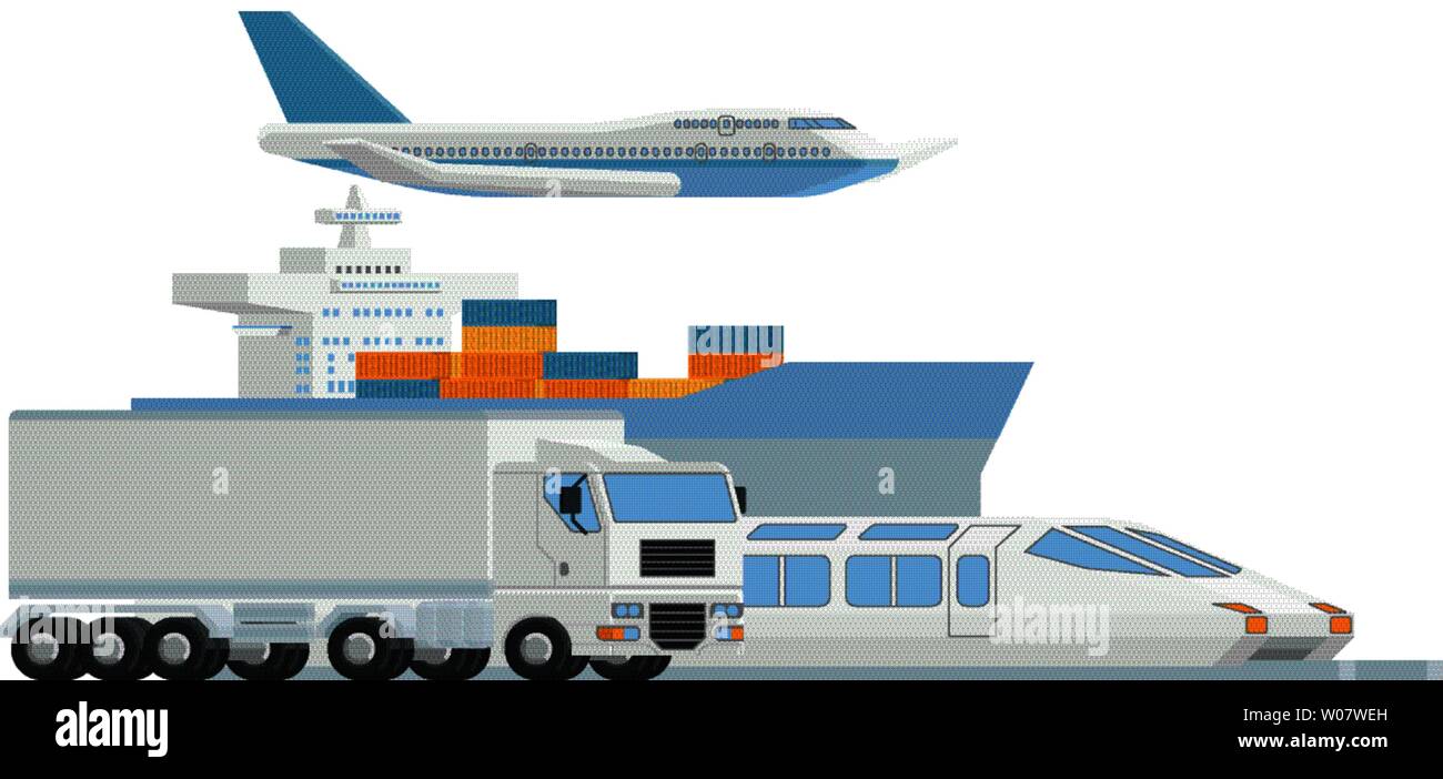 Distribuidor de logística de transporte de mercancías de carga Arte Ilustración del Vector