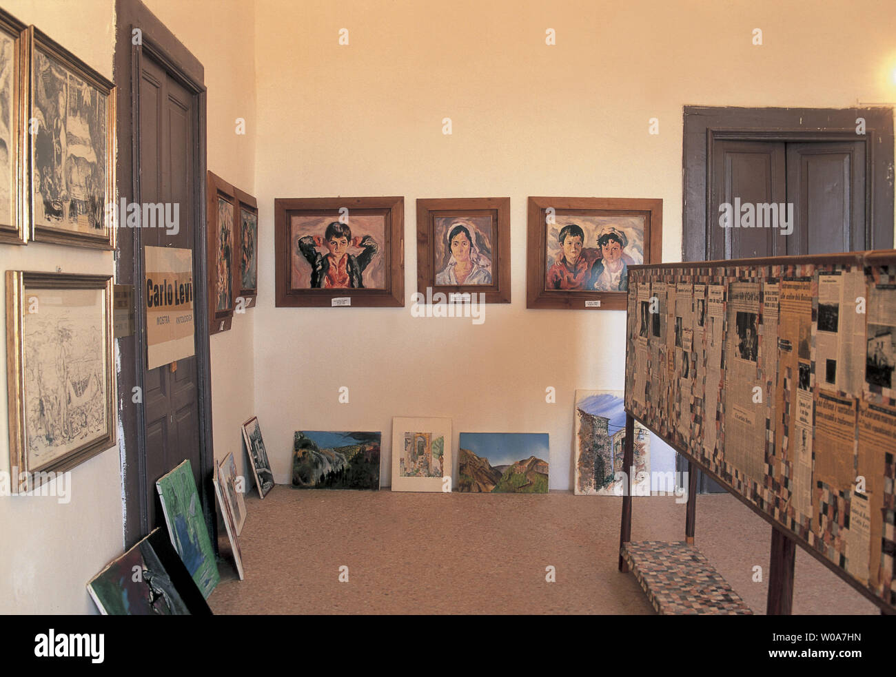 Italia, Basilicata, aliano, interiores de Carlo Levi museum Foto de stock