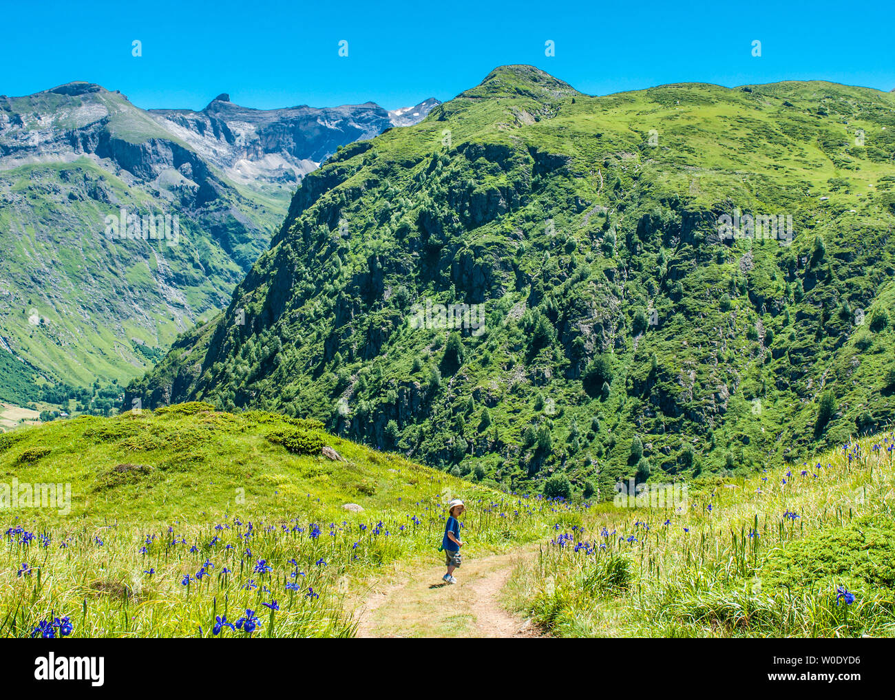 El Parque Nacional de los Pirineos, Altos Pirineos, hijo en el Cirque d'Estaubé (Patrimonio Mundial de la UNESCO) Foto de stock
