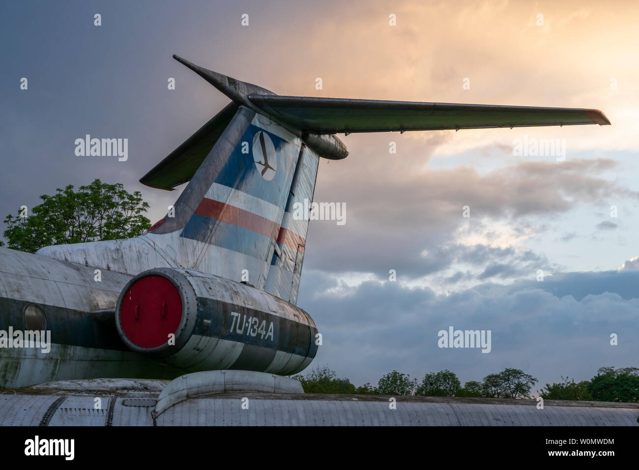 Tupolev Tu-134A - Museo de la aviación polaca, la Noche de los museos 2019 Cracovia Foto de stock