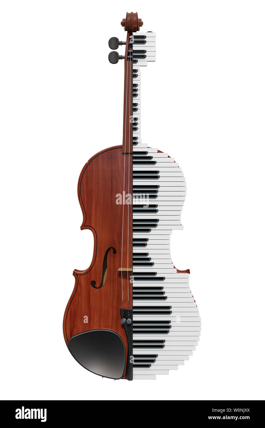Violín y piano. Concepto de música clásica, 3D rendering aislado sobre  fondo blanco Fotografía de stock - Alamy