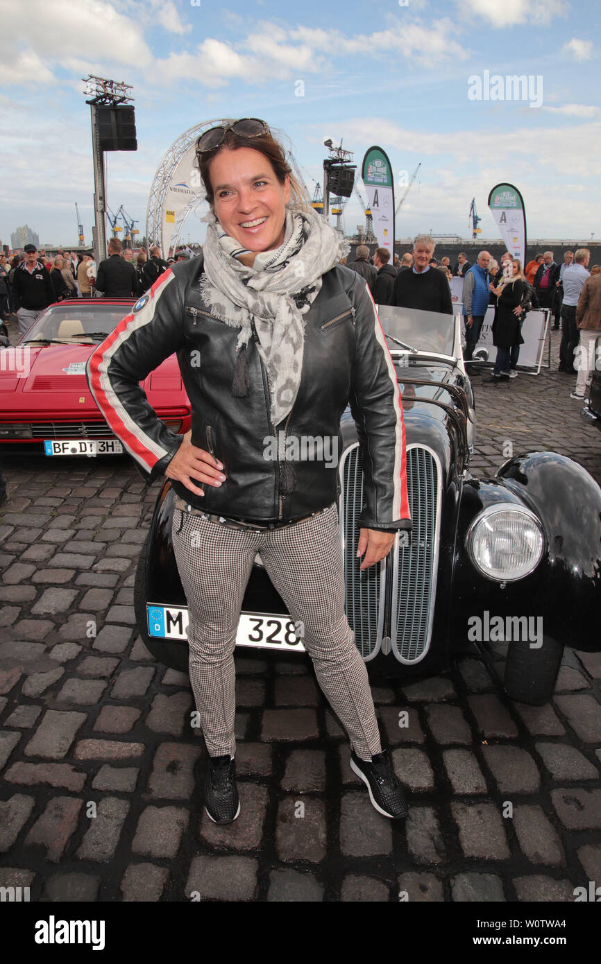 Katharina Witt, Ziel der Auto Bild Klassik Rallye 'Die Nordsee Tour' an der Fischauktionshalle, Hamburgo, 15.09.2018 Foto de stock