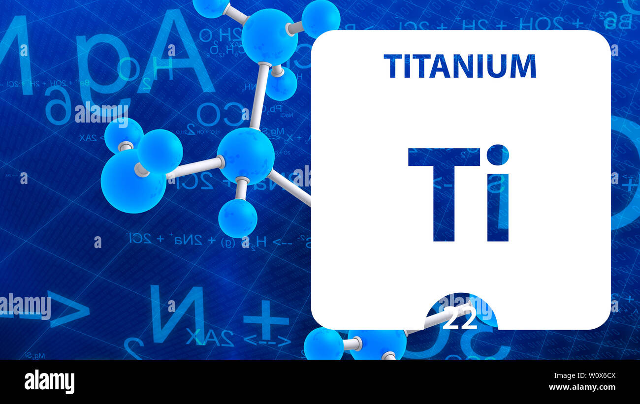 Símbolo de titanio. Titanio con signo de número atómico y peso atómico. Ti  elemento químico de la tabla periódica sobre un fondo blanco brillante.  Experimen Fotografía de stock - Alamy