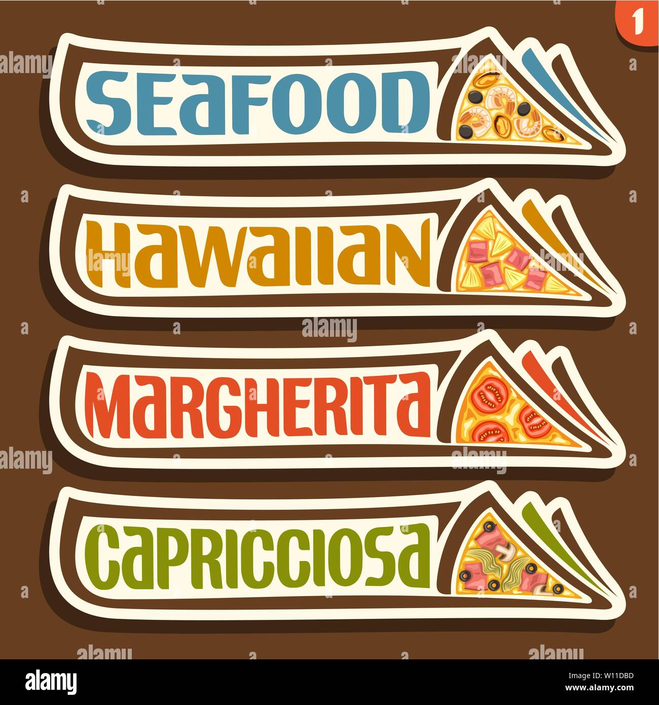 Etiquetas vectoriales para pizza Ilustración del Vector