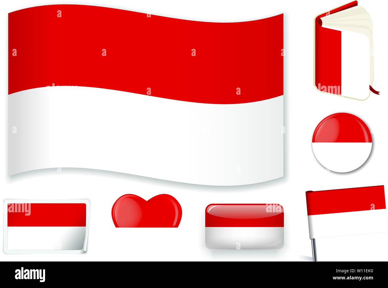 Indonesia Bandera Nacional De Indonesia Ilustración Vectorial 3