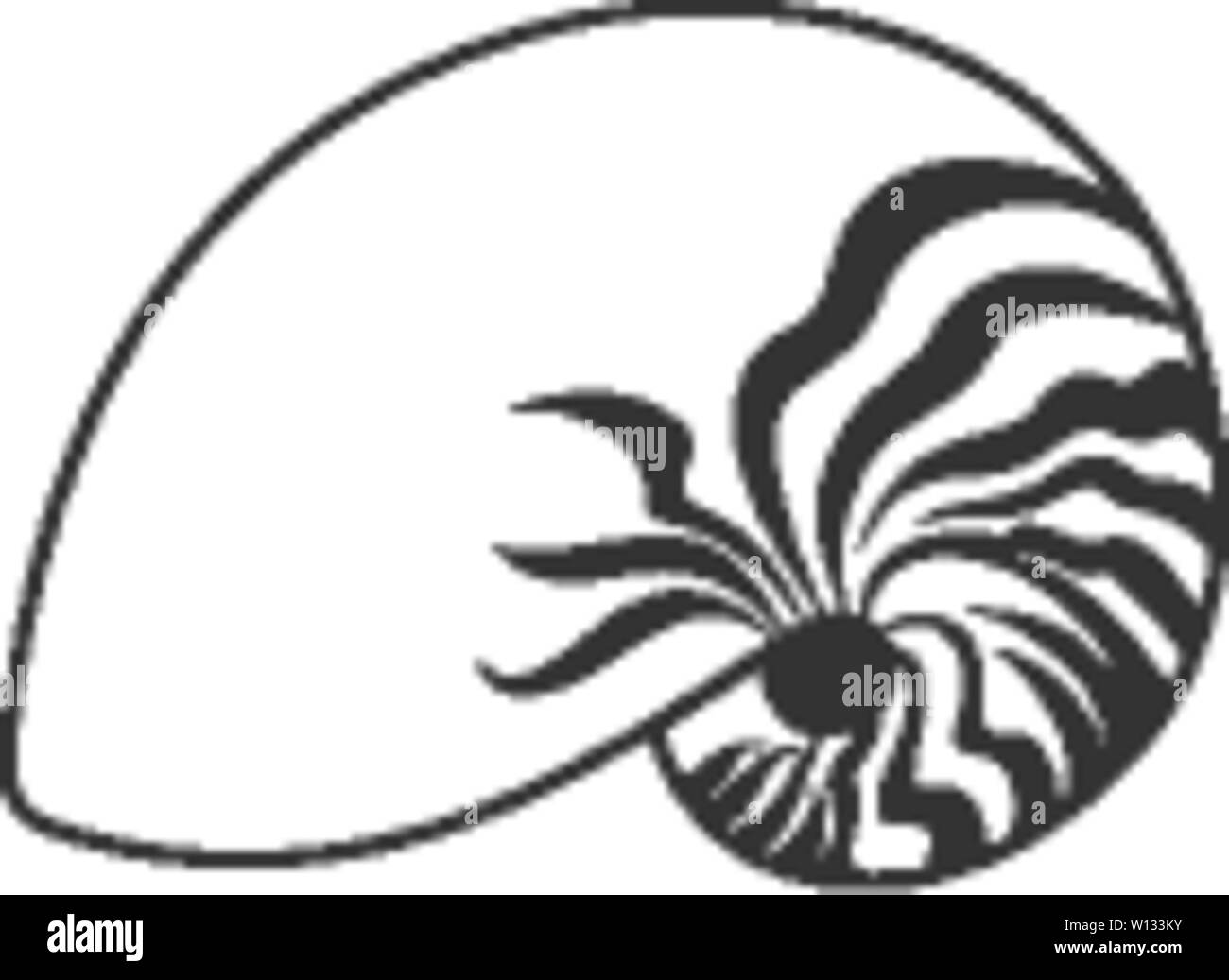 Nautilus icono en un solo color. Criatura marina molusco fósil viviente de shell Ilustración del Vector