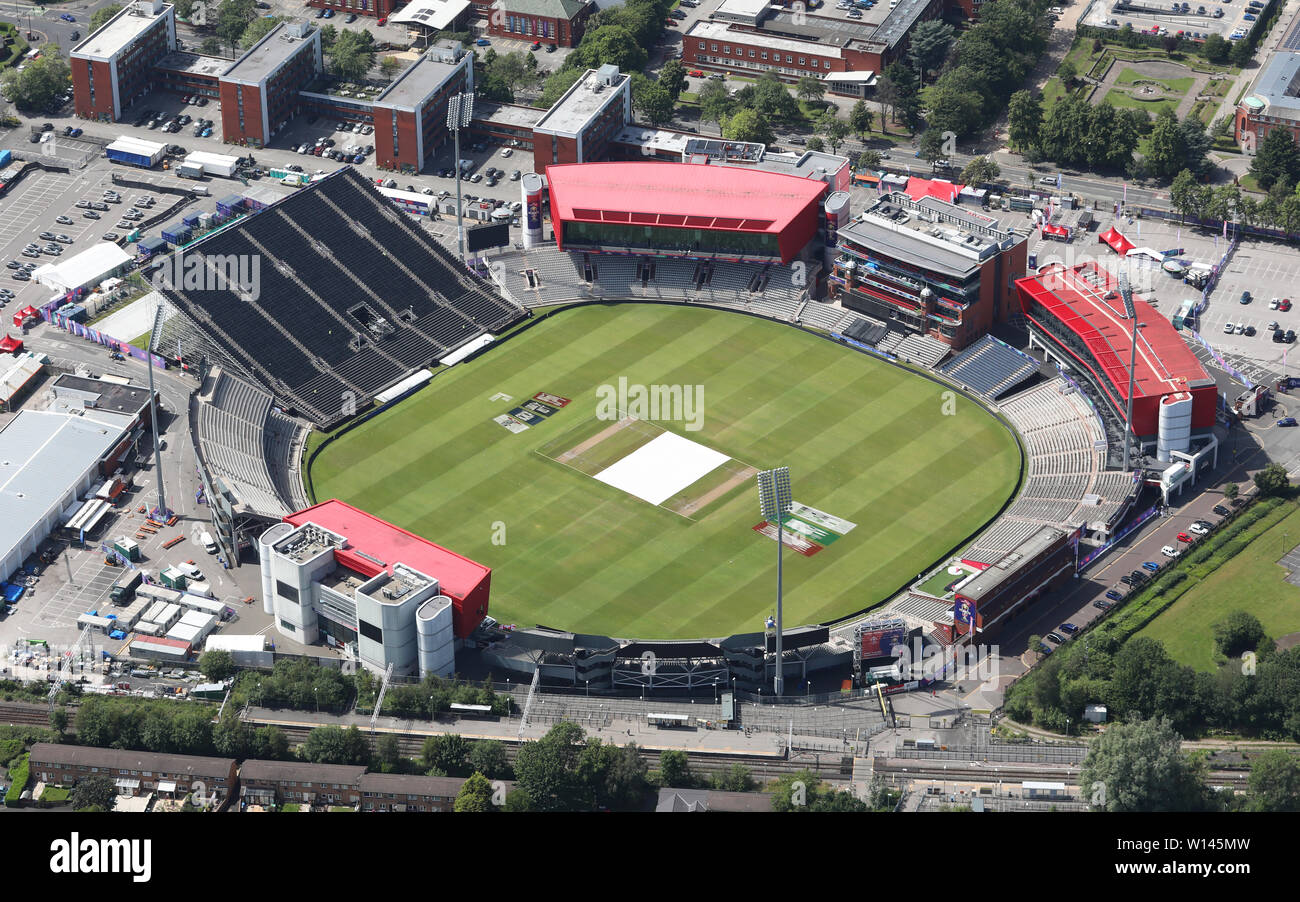 Vista aérea de Old Trafford Cricket Ground, junio de 2019 Foto de stock