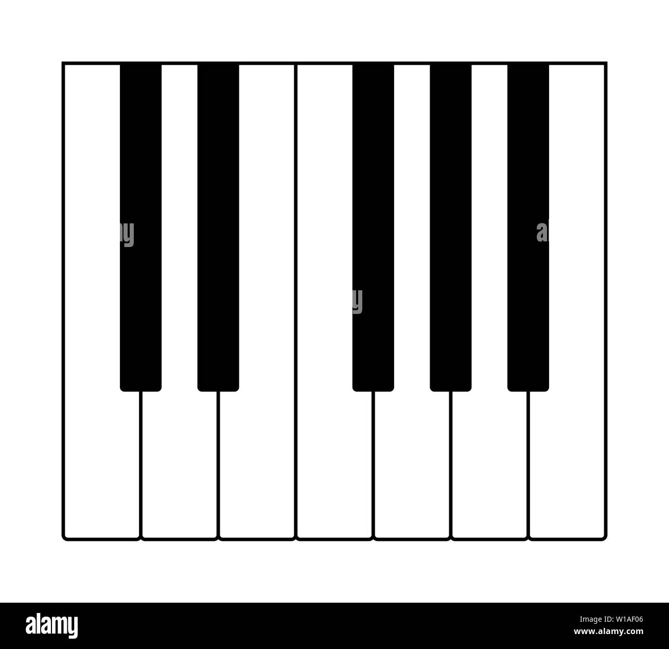 Una octava en el teclado para tocar notas de la escala musical occidental. Las doce teclas de un instrumento. Foto de stock