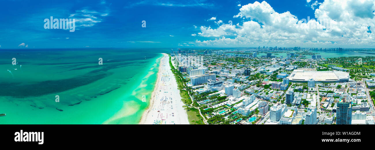 Vista panorámica de la playa de Miami, South Beach, Florida, Estados Unidos. Foto de stock