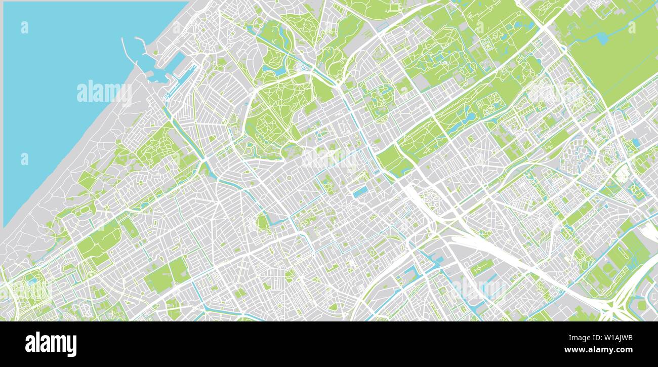 Vector urbano mapa de la ciudad de La Haya, Países Bajos Ilustración del Vector