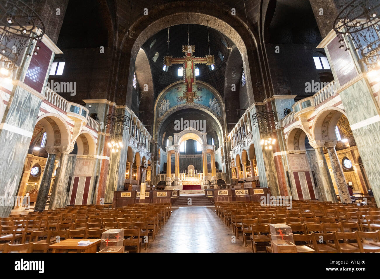 Detalles del interior de la catedral de Westminster, Londres, Inglaterra, Reino Unido, Europa Foto de stock