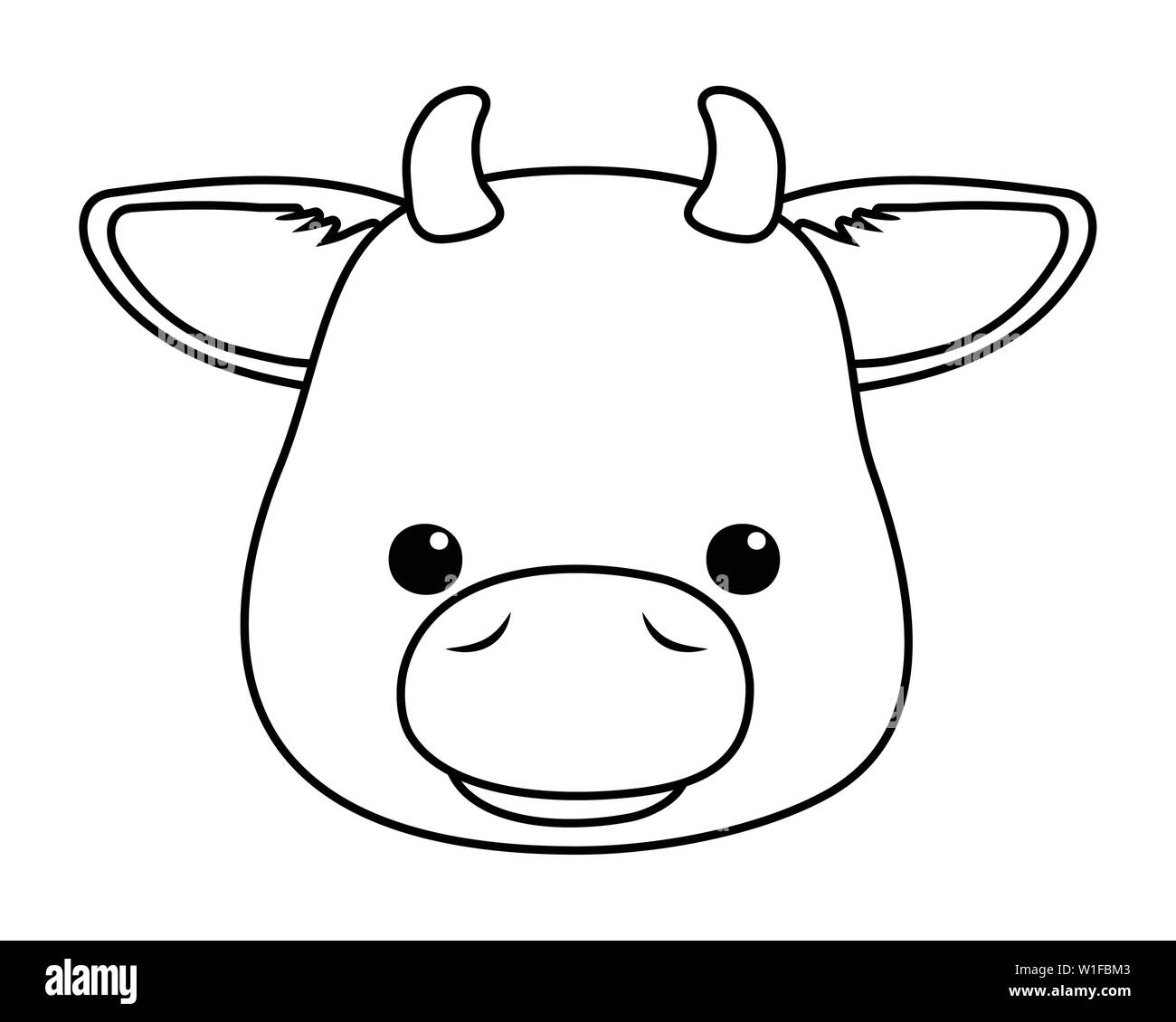 Bull cartoon diseño, lindo Animal Zoo LIFE Naturaleza y fauna tema ilustración vectorial Ilustración del Vector