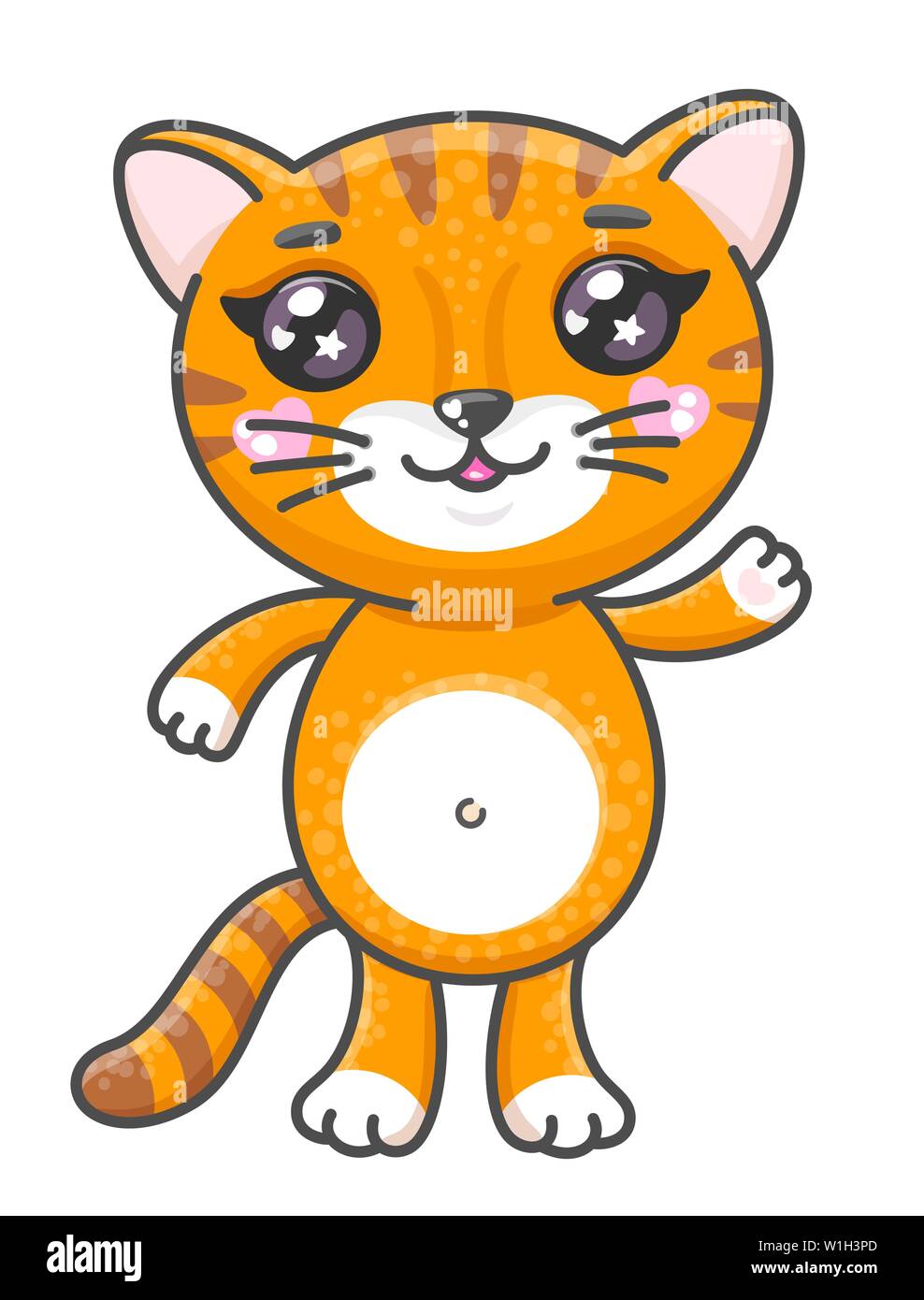 Lindo Tiger Cartoon Ilustracion Vectorial Bebe Sonriente Animal Tigre En Estilo Kawaii Aislado Sobre Fondo Blanco Imagen Vector De Stock Alamy