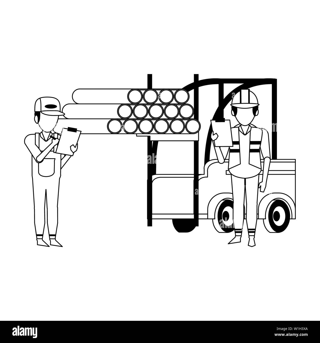 Los trabajadores de los almacenes con mercancías en blanco y negro Imagen Vector de stock Alamy Los trabajadores de los almacenes con mercancías en blanco y negro Imagen Vector de stock Alamy