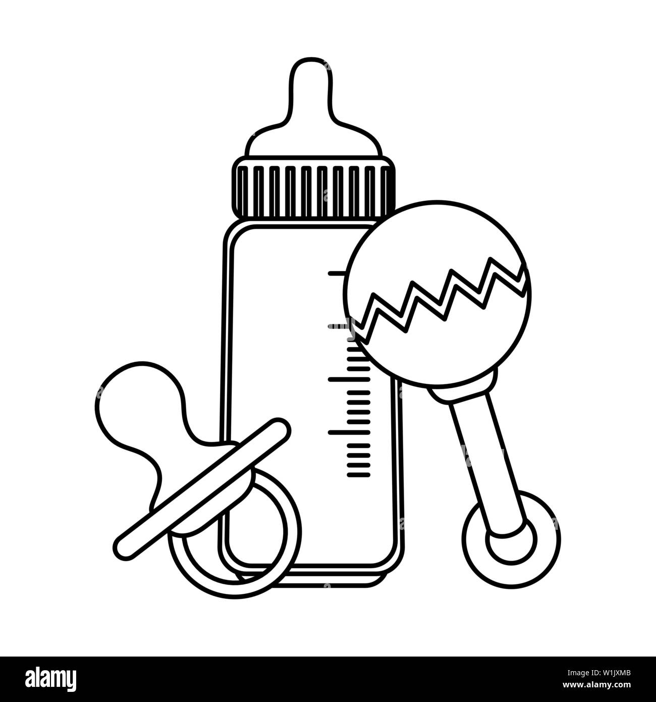 Botella De Leche Para Bebes Con Chupete Y Maraca Imagen Vector De Stock Alamy Botella De Leche Para Bebes Con Chupete Y Maraca Imagen Vector De Stock Alamy