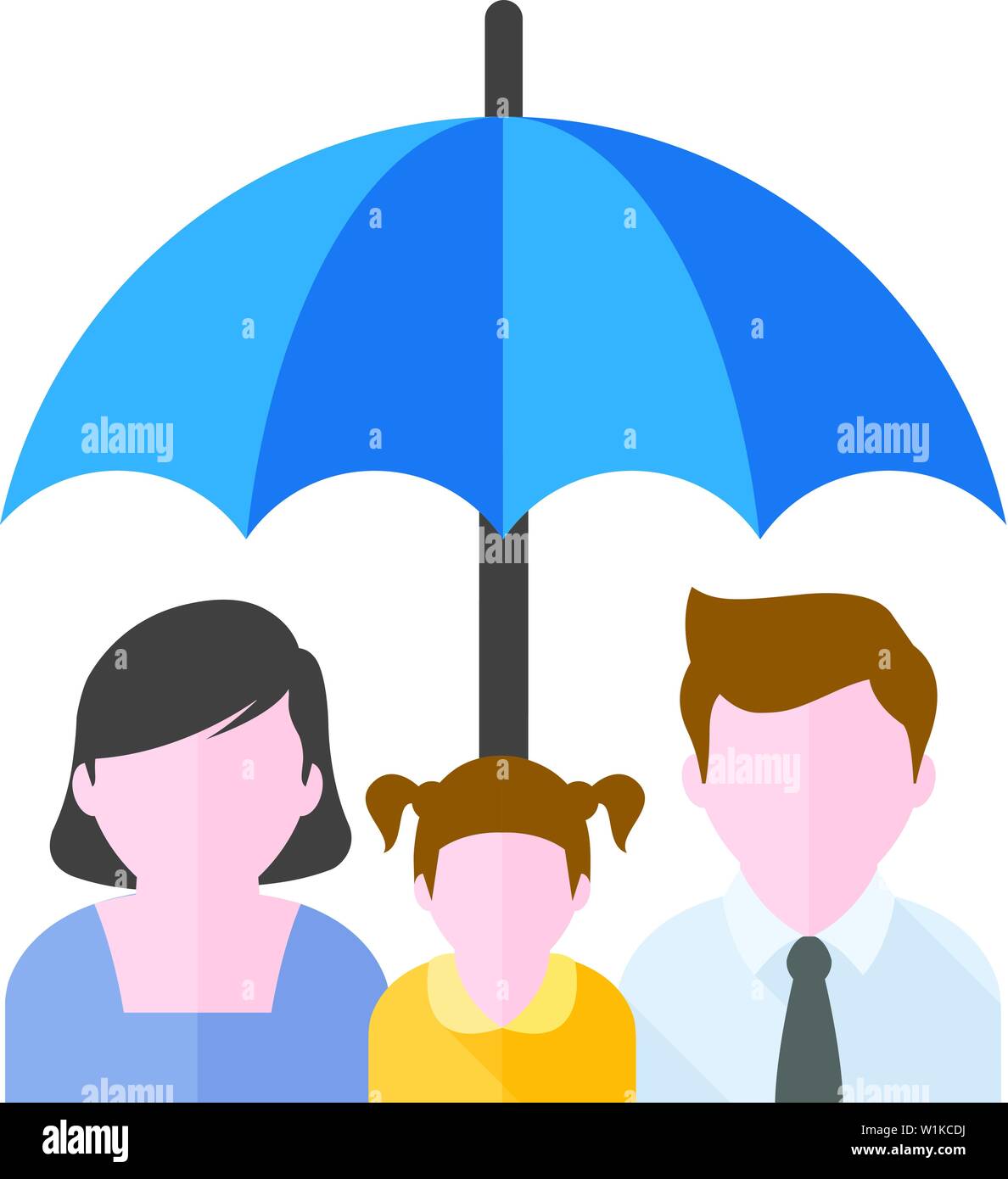 Icono de paraguas familiar estilo de color liso. Seguro de protección de seguridad para niños padres educación Imagen Vector de stock - Alamy
