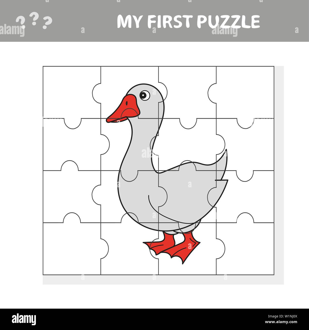 Cartoon puzzle oca diseño. Ilustración vectorial para la educación de