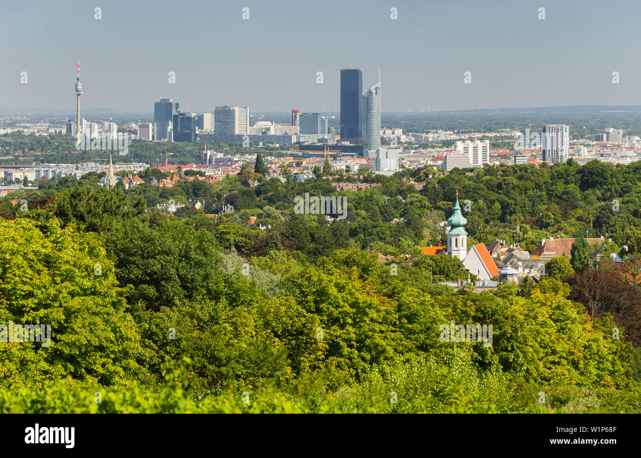 Blick über Wien Cobenzl vom 19. Bezirk Döbling, Viena, Österreich Foto de stock