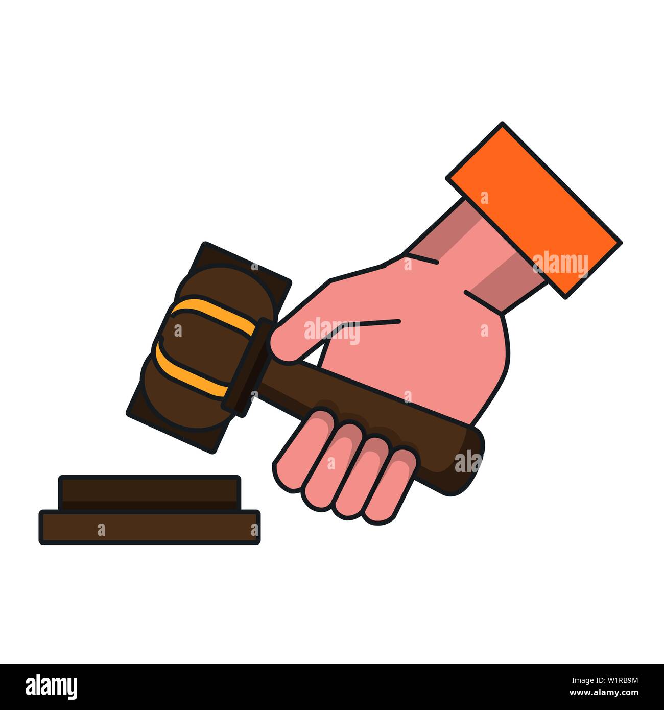 La justicia mano con martillo aislados de dibujos animados Imagen Vector de  stock - Alamy