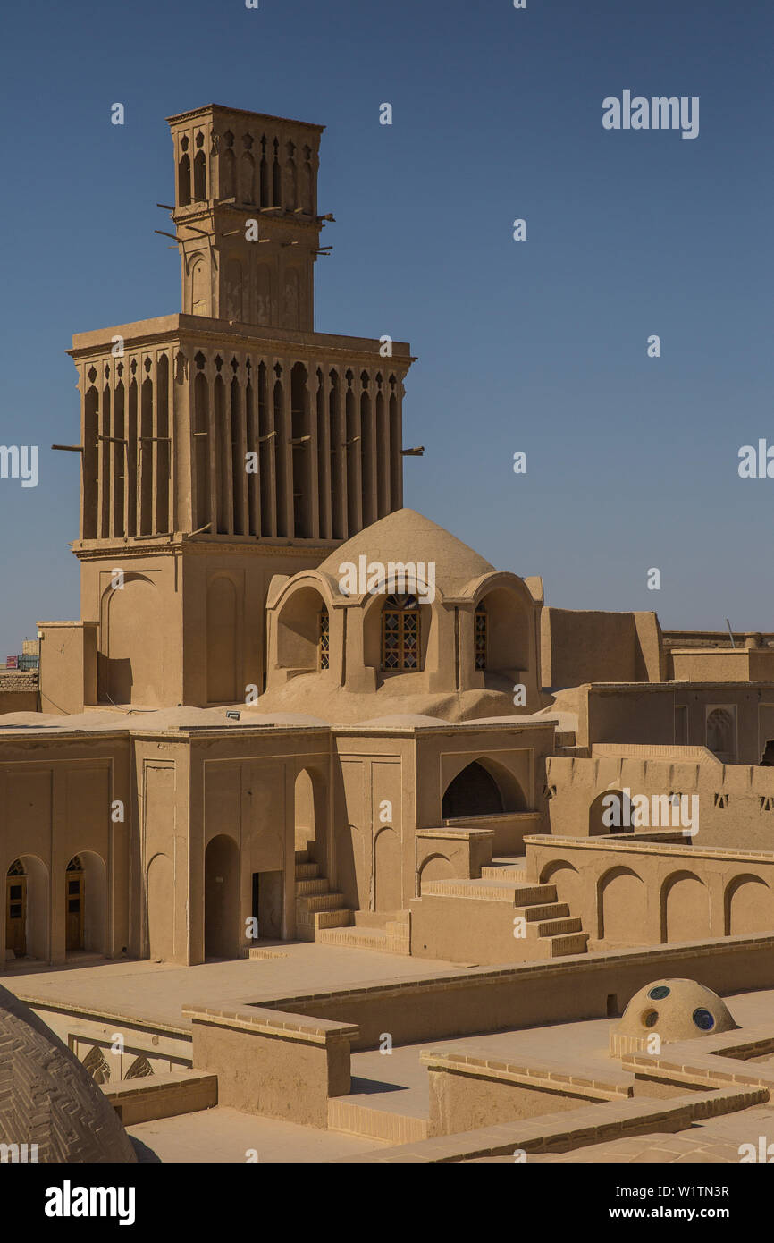 Aghazadeh Mansión con Wind Tower en Abarkooh, Irán, Asia Foto de stock