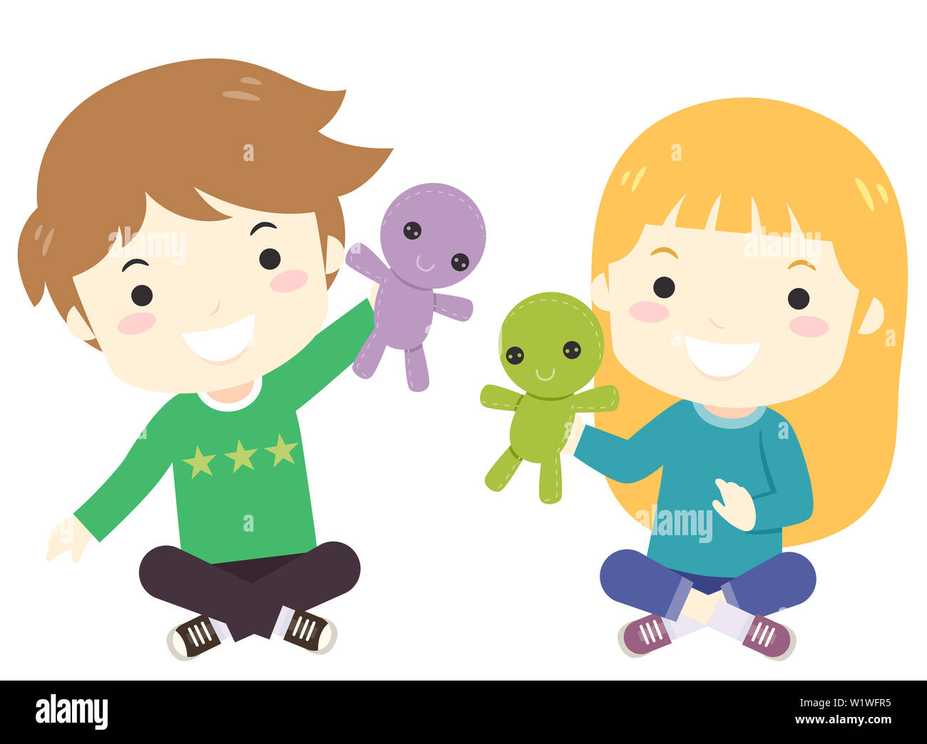 Ilustración de niños jugando con muñecas de género neutro Fotografía de  stock - Alamy