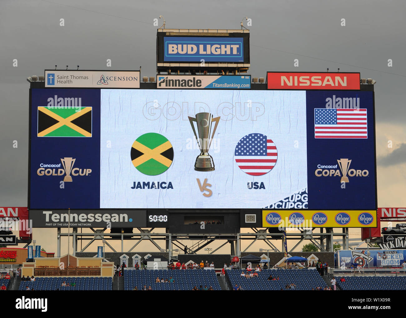 Nashville, TN, USA. 03Rd Julio, 2019. Vallas publicitarias en el Estadio  Nissan durante el 2019 Copa de Oro CONCACAF semifinales coincidencia entre  los Estados Unidos y Jamaica, en el Estadio Nissan en