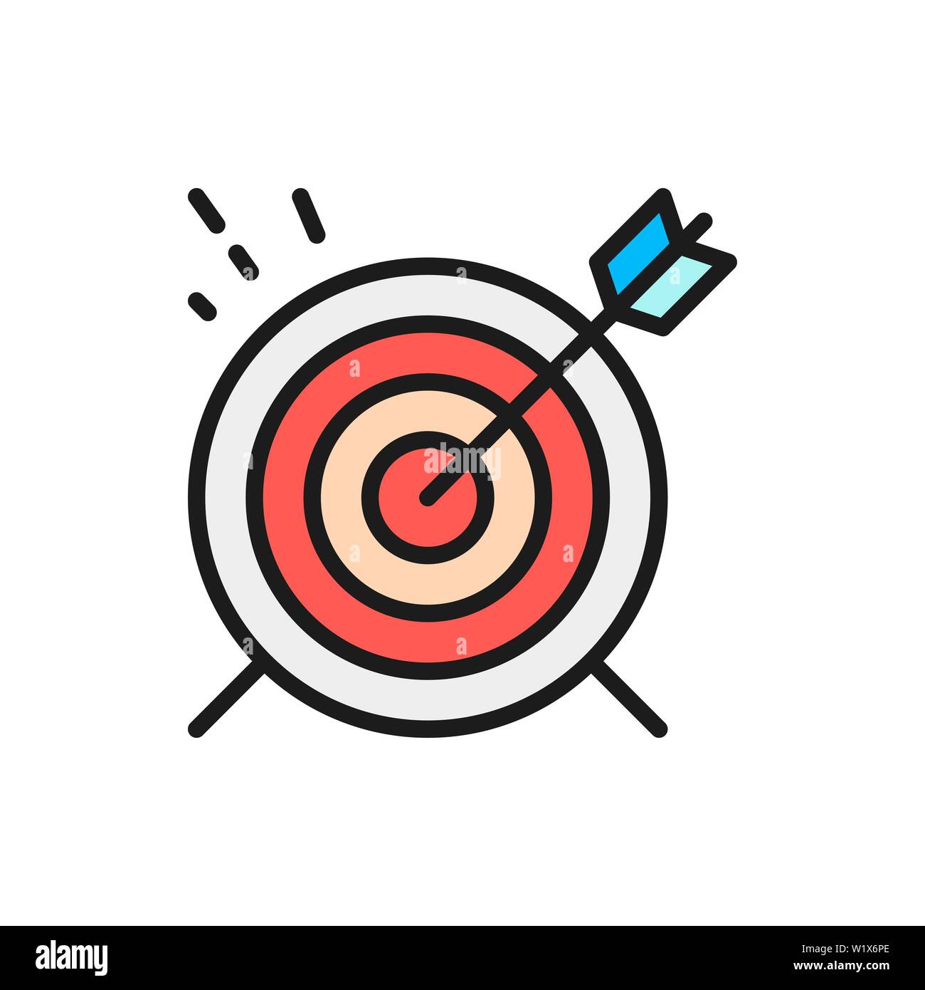 Vector objetivo target, icono de la línea de color liso Imagen Vector