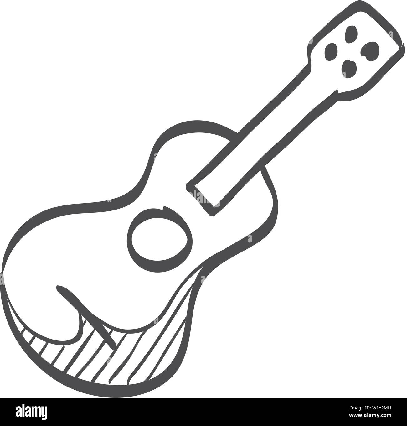 Icono de la guitarra en el doodle boceto líneas. Instrumento musical sonido  de cadena Imagen Vector de stock - Alamy
