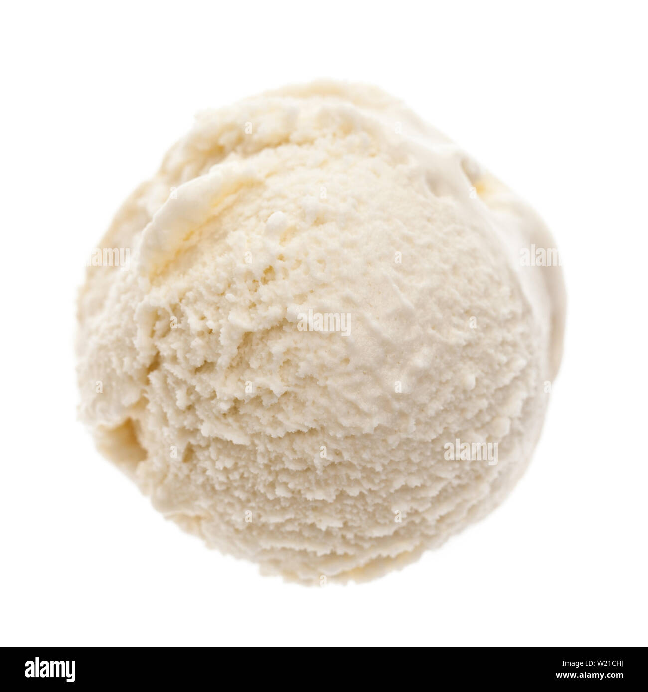 Un solo helado de coco boca arriba aislado sobre fondo blanco. Foto de stock