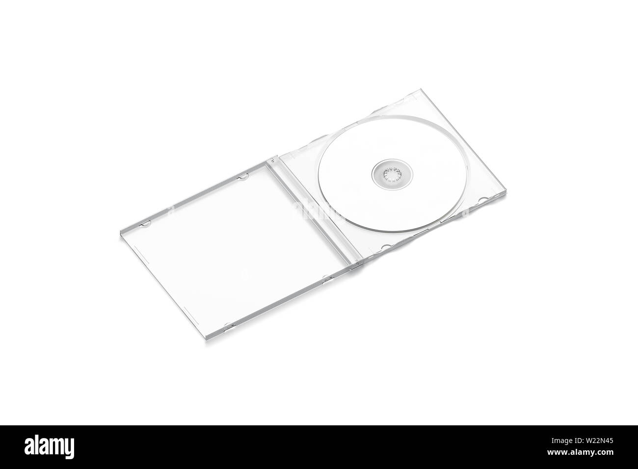 Disco compacto blanco maqueta caso abierto, vista lateral, aisladas, 3D  rendering. Plata vacía unidad óptica de DVD con sonido grabado de maquetas. Borrar  cd wrappin Fotografía de stock - Alamy