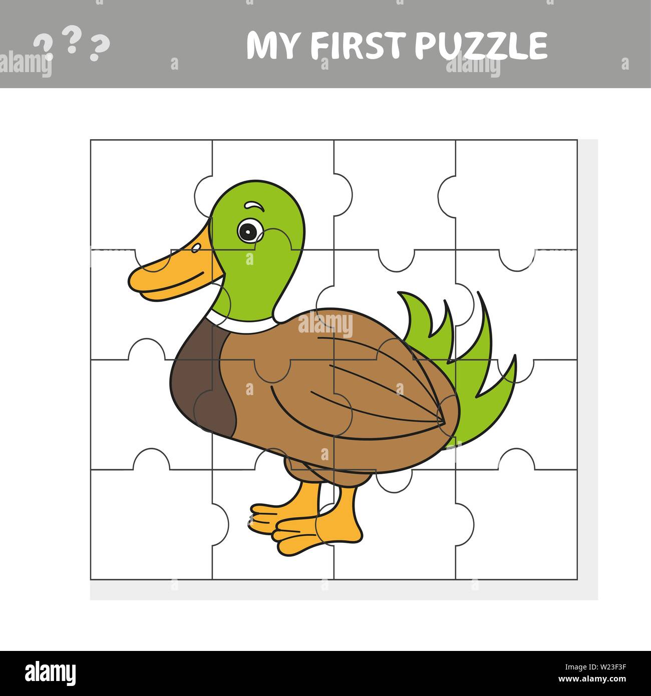 Ilustración vectorial de dibujos animados de educación juego rompecabezas  para niños de edad preescolar con gracioso pájaro Pato Imagen Vector de  stock - Alamy