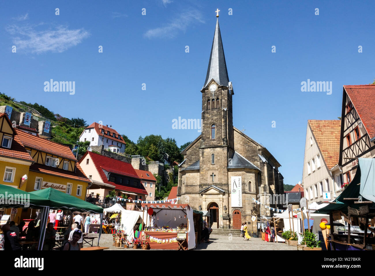 Pintoresca ciudad - Stadt Wehlen, Sajonia, Alemania Europa Foto de stock