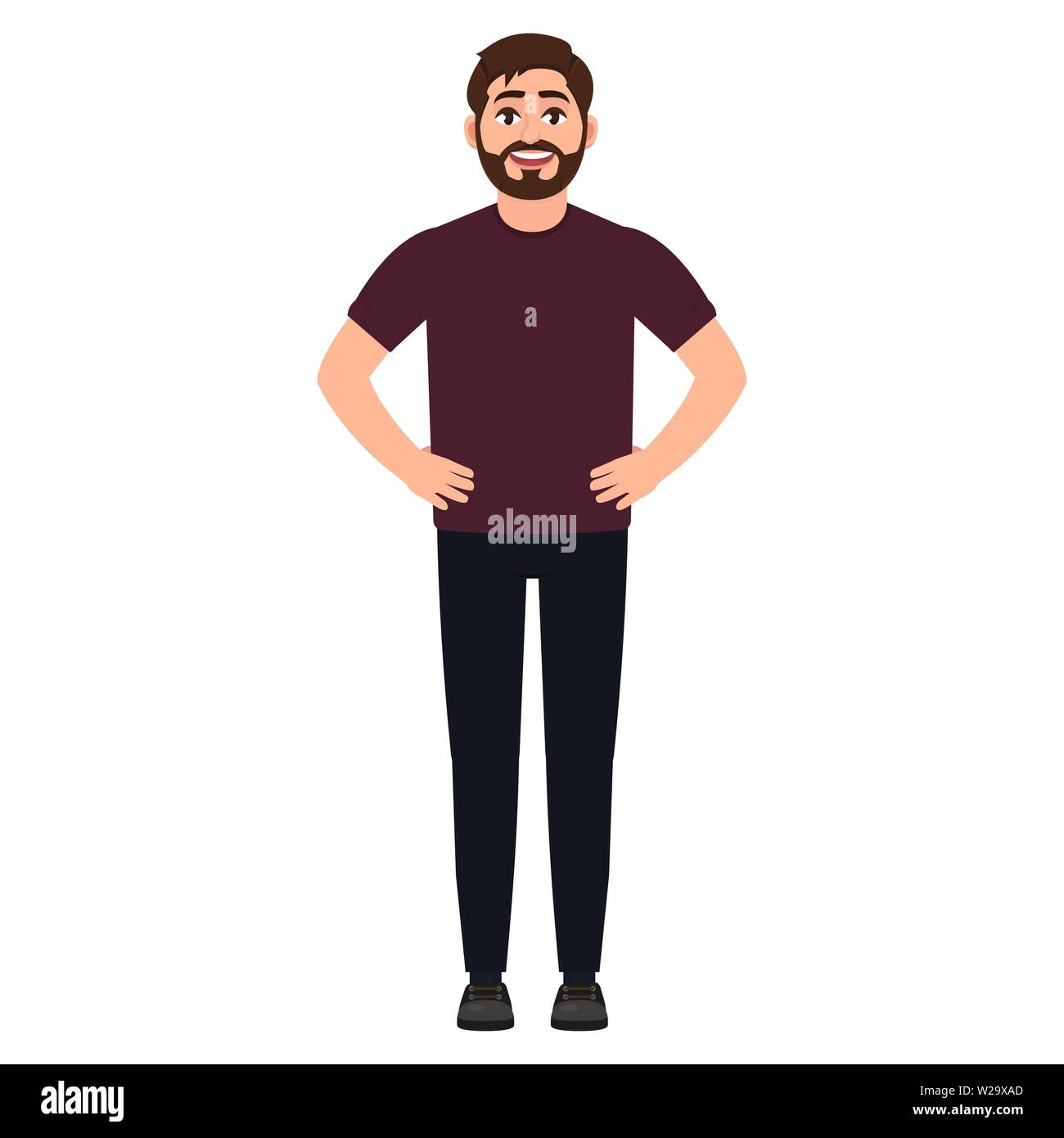Seguro de sí mismo tío barbudo, un hombre parado en una pose heroica,  personaje de caricatura ilustración vectorial Imagen Vector de stock - Alamy
