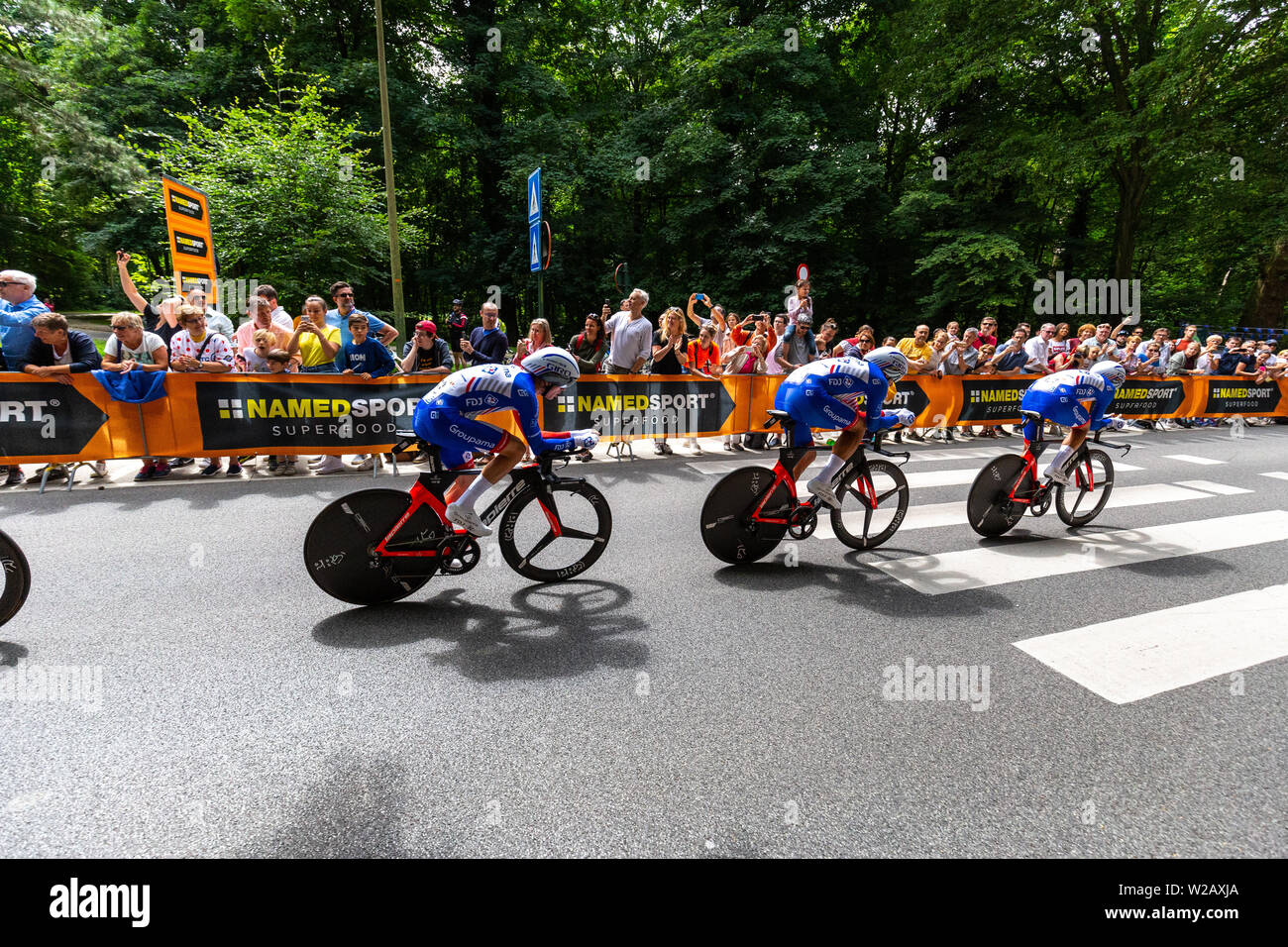 Bruselas, Bélgica. 7 Jul, 2019. Etapa contrarreloj del Grand apartarse del Tour de Francia, carrera en Bruselas, Bélgica. Foto de stock