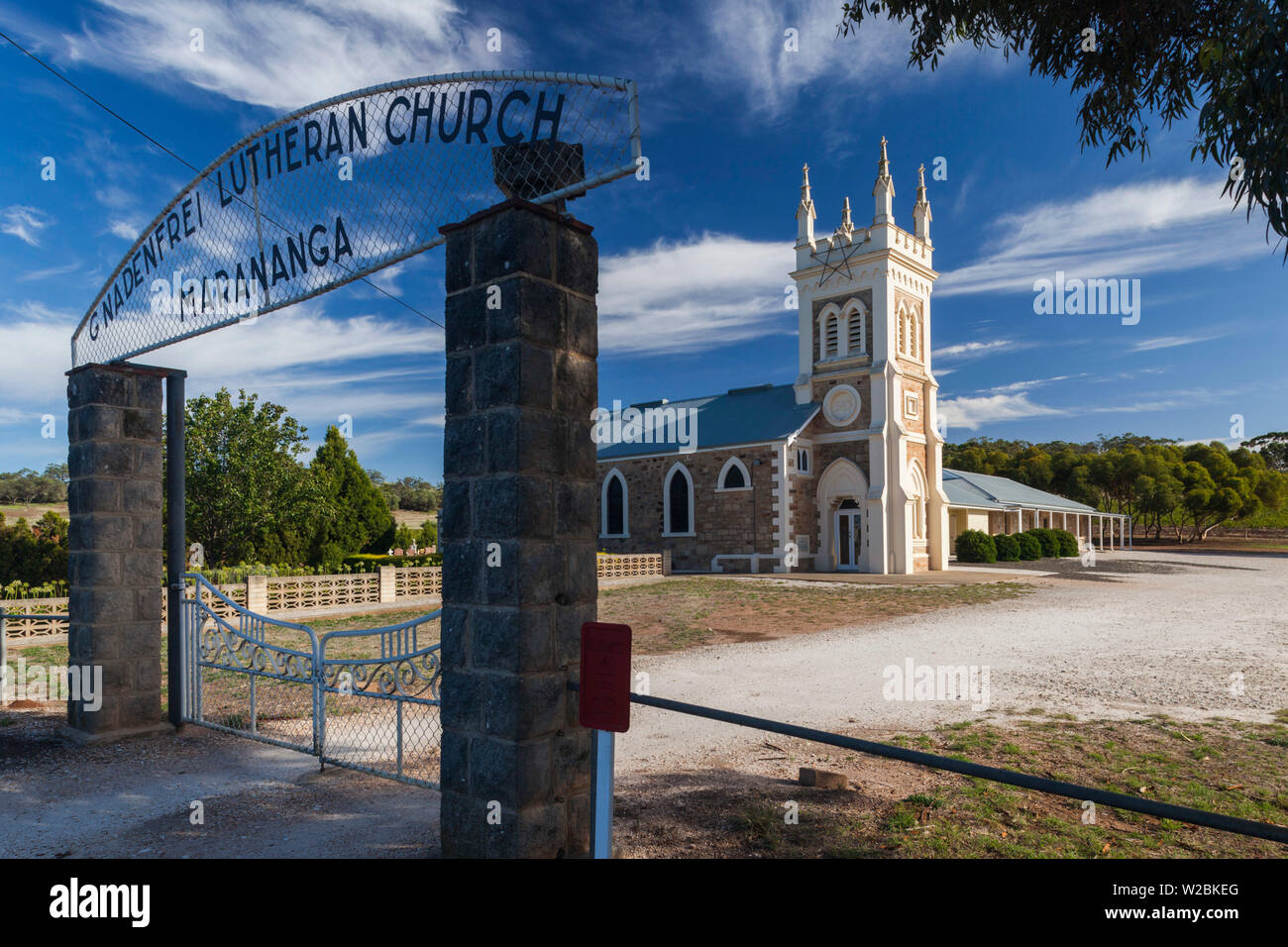 Australia, Australia del Sur, el Valle de Barossa, Marananga, Iglesia Luterana Gnadenfrei Foto de stock
