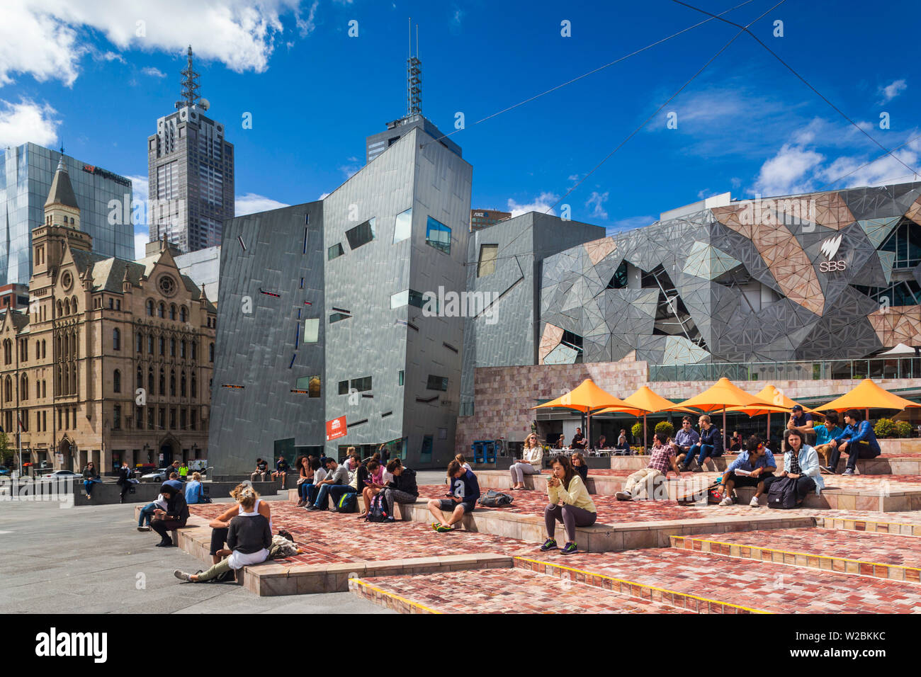Australia, Victoria, VIC, Melbourne, Federation Square, exterior Foto de stock